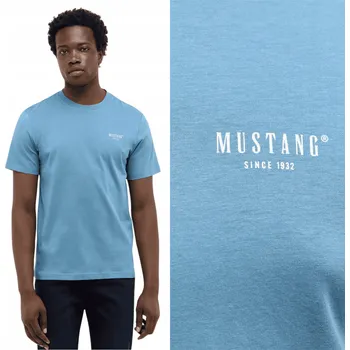 Pánské tričko Velké pánské tričko s krátkým rukávem a nápisem Mustang 1016857-5180 modré 6XL