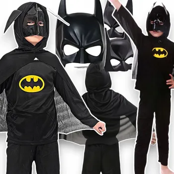 Karnevalový kostým KOSTÝM BATMAN SADA 3v1 PŘEVLEK PRO CHLAPCE NA PÁRTY + MASKA 122-134 L
