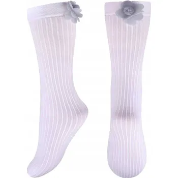 Dětská móda Dívčí podkolenky s 3D aplikací, bílé Milusie, vel. 14/22