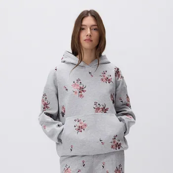 Dámská mikina Reserved - Mikina s vyšívaným vzorem - světle šedá - 767HS-09M - 767HS-09M-L