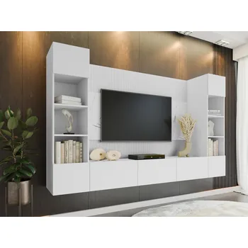 Obývací stěna MOB Obývací stěna Coprea I (bílá + mramor bílý)