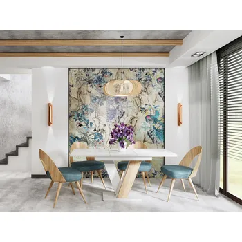 Jídelní stůl Mirjan_zondo Rozkládací stůl Hildaria (bílý lesk + dub sonoma)