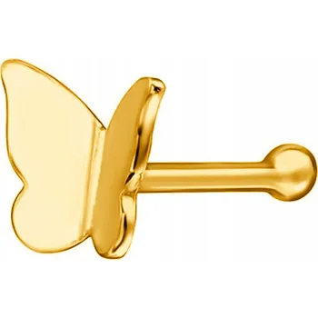 Piercing Motýlek 3,9 mm Zlatý Nostril Piercing do Nosu Motýl Stříbro 925