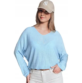 Dámský svetr DStreet dámský svetr modrý oversize k bokům univerzální velikost