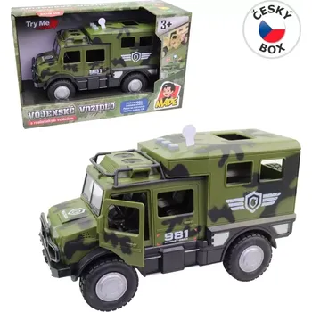 autíčko MaDe Vojenské auto na baterie světlo a zvuk setrvačník 25 cm