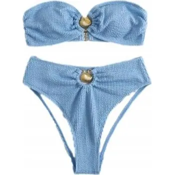 Dámské plavky PRUHOVANÉ DVOUDÍLNÉ PLAVKY BEZ RAMÍNEK BANDEAU BIKINI SET XL
