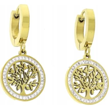 Náušnice NÁUŠNICE ZLATÉ STROMKY ŠTĚSTÍ ZIRKONY OCEL 316 L TTM