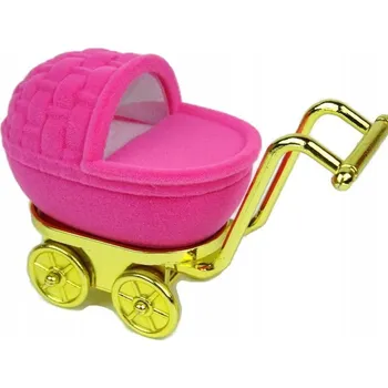 Dárková krabička Velurová krabička na šperky ve tvaru vozíku - červená