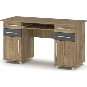 Psací stůl pracovní stůl CRUBE 2, dub Flagstaff/šedá