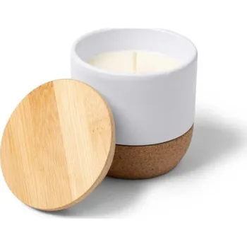 Svíčka Vonná svíčka s bambusovým víčkem a korkovým dnem - vanilka termotransfer