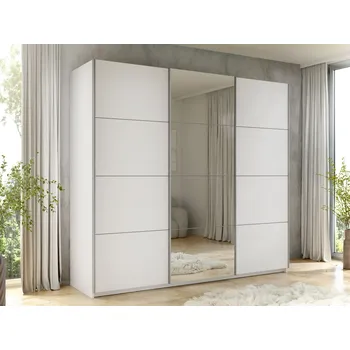 Šatní skříň MOB Šatní skříň s posuvnými dveřmi Artaman 250 (bílá) (se zrcadlem)