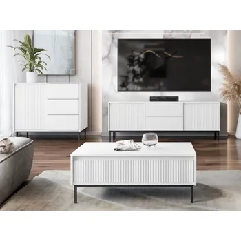 Obývací stěna MOB Sada nábytku do obývacího pokoje Somkera II (bílá + černá)