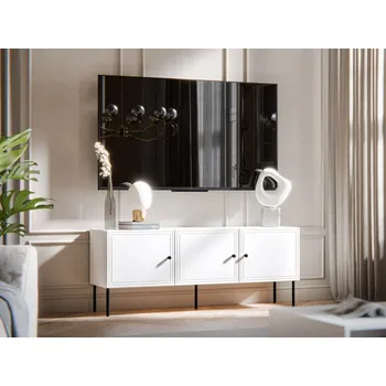 Televizní stolek MOB TV skříňka Bas 150 3D (bílá + černá)