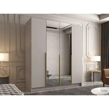 Šatní skříň MOB Šatní skříň Sezalos II (kašmír + zlatá) (se zrcadlem)