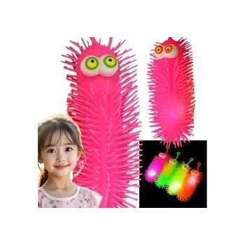 Hračka pro nejmenší HRAČKA ANTISTRESOVÁ SILIKONOVÁ MAČKACÍ HRAČKA HOUSENKA SVÍTÍCÍ LED SENZORICKÁ