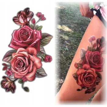 Odstranitelné tetování Dočasné tetování dámské vodní ČERVENÉ RŮŽE