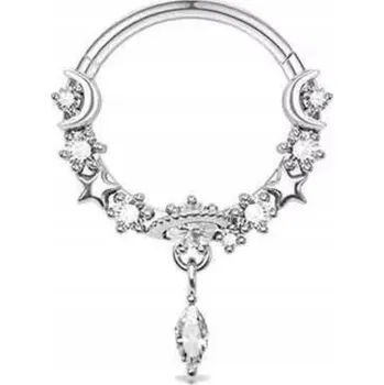 Piercing Kroužkový piercing clicker do helixu, septa Zirkony Punk PIERCING Ocel 316L 1,2/8