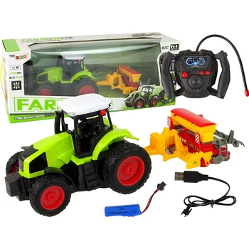RC model auta Mamido Elektrické autíčko Rolnícky Traktor s Lisem R/C 1:16 Zelený