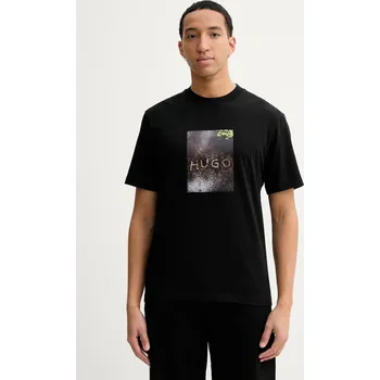 Pánská móda Bavlněné tričko HUGO Doreston 50554319 černá 99X, vel. XXL