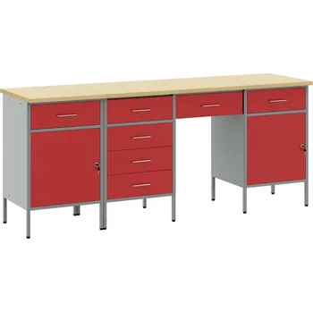 Skříňka na nářadí vidaXL Pracovní skříň se zásuvkou 4 pcs Červená 200 x 55 x 85 cm [3321383]