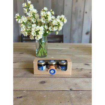 Čokoláda DobroLádovna Degustační mini set PRODUKT 1: malinový džem 35 g, PRODUKT 2: karamel 35 g, PRODUKT 3: cibuláda 35 g 3 x 35 g v dárkové krabičce