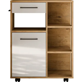 Komoda Kuchyňský vozík/ komoda na kolečkách VIGO dub lancelot/ bílý lesk, 70 cm