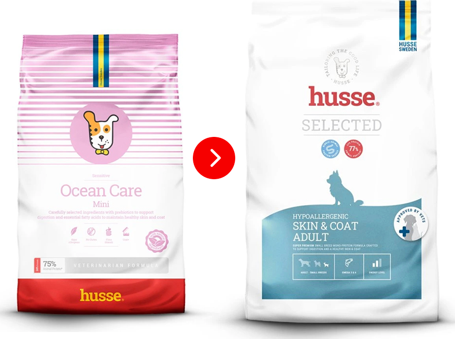 Husse Hypoallergenic Skin & Coat Adult pro malá plemena (dříve Ocean Care Mini) | Hypoalergenní granulované krmivo s lososem pro psy s alergií Balení: 7 kg