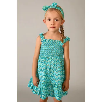 Dívčí šaty Dětské bavlněné šaty Mayoral 3942.6M.Mini.PPY2 modrá 50X, vel. 122