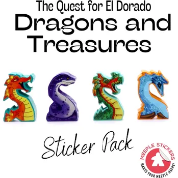 Příslušenství k deskovým hrám MeepleStickers Samolepky pro The Quest for El Dorado: Dragons, Treasures & Mysteries