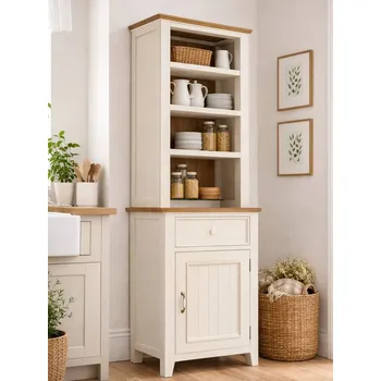 Komoda Kredenc PROVENCE R5P z masivu krémová Barevné provedení: Krémová, Provedení: SLIM - šuplíky bez pojezdů