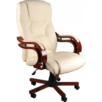 Masážní křeslo Béžové masážní křeslo s dřevěnými područkami BSL005M