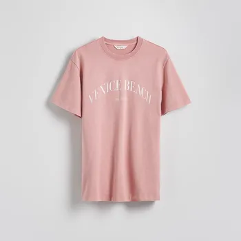 Reserved - Tričko regular s potiskem - pudrově růžová - WC934-39X - WC934-39X-L