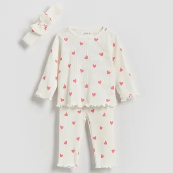 Dětská móda Reserved - Bavlněná souprava s&nbsp;čelenkou - krémová - 698IM-01X - 698IM-01X-62