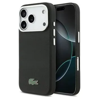 Pouzdro na mobilní telefon Lacoste PVC Iconic Petit Pique Metal Logo MagSafe Zadní Kryt pro iPhone 17 Pro Max Black