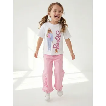 Sinsay - Bavlněná košilka s potiskem Barbie - bílá - 374HS-00X - 374HS-00X-128