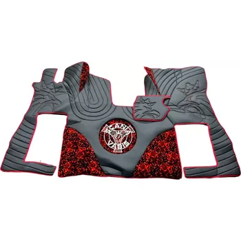 Ochranný autopotah Podlaha Scania NTG S-vabis (odpružená/pevná), černá, dánská plýš + podsvícený vabis, červené lemování