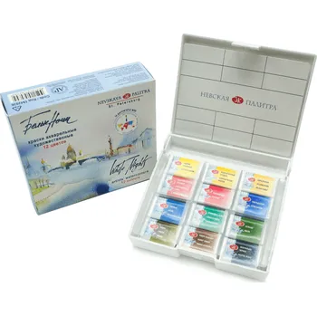 Vodová barva Nevskaya Palitra White Nights 1942036 Export Series akvarelové barvy 12 barev, plastová kazeta (19421585)