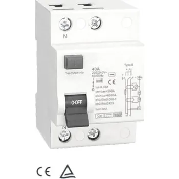 Proudový chránič Proudový chránič typ B, 2P, 30 mA, DC 6 mA, 10 kA Jmenovitý proud: 40 A