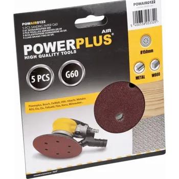 Brusný kotouč PowerPlus POWAIR0122 5x brusný disk 150mm, G60 (pro POWAIR0013)