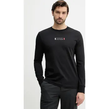 Pánské tričko Bavlněné tričko s dlouhým rukávem Tommy Hilfiger MW0MW41454 černá 99X, vel. S