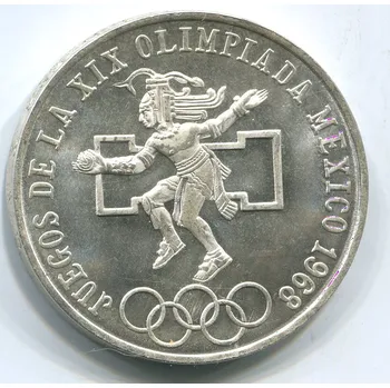 Mexiko. 25 pesos 1968. Ag. Olympijské hry 1968. Ag.