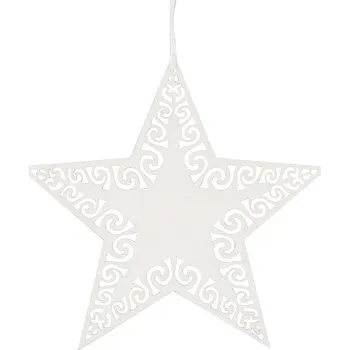 Vánoční dekorace Anděl Přerov, s.ro. Dřevěná hvězda na zavěšení 8 cm, bílá