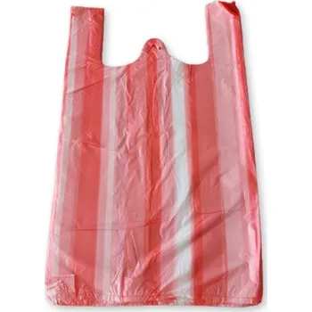 Mikrotenová taška trhací ČERVENO-BÍLÁ - 10 kg - 28 x 50 cm - blok 100 ks