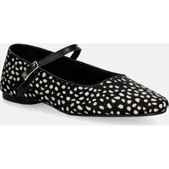 Dámské baleríny Kožené baleríny Tommy Hilfiger TH BUCKLE CALF HAIR BALLERINAS FW0FW09167 černá 99X, EUR 38