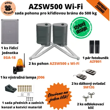 Pohon brány AZSW500 - vestavěné koncové spínače a Wi-Fi, sada pohonu pro křídlovou bránu do 500 kg