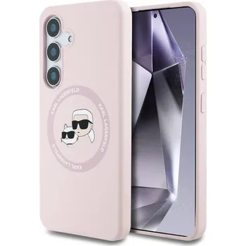 Karl Lagerfeld Liquid Silicone K&CH Heads MagSafe kryt Samsung Galaxy S25+ růžový