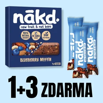 Čokoláda NAKD Blueberry Muffin 4x35 g + 3x tyčinka 35 g ZDARMA