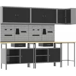 vidaXL Sada pracovní skříně se zásuvkou s policí 10 pcs Černá a šedá [3321518]