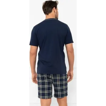 Pánské pyžamo Pánské krátké pyžamo Italian Fashion Andreas - bavlna Tmavě modrá XL