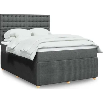 Ložnice vidaXL Box spring postel s matrací 140x200 cm textil [3294395] Barva: Tmavě šedá